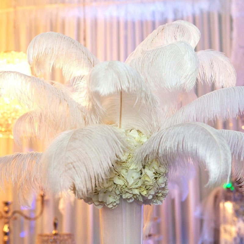 Retrowavy Store 50 Pcs 14-16 Inches Large Natural Ostrich Feathers Bulk for Centerpieces for Wedding Party Centerpieces Home Decoration Flower Arrangement (White) - Image 3